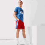 Lacoste לוחות ספורט קולורבלוק מכנסיים קצרים קלים DZ4D0D1366 אדום כחול לבן cmj גברים