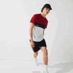 Lacoste לוחות ספורט קולורבלוק מכנסיים קצרים קלים DZ4D0D1367 כחול כהה אדום לבן mwp גברים
