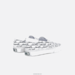 Lacoste לקפוץ להגיש קנבס מודפס החלק על DZ4D0D1860 לבן ושחור 147 גברים - Image 3