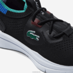 Lacoste לרוץ ספין סרוג טקסטיל ניגודיות נעלי ספורט DZ4D0D3298 שחור כחול 011 ילדים - Image 5