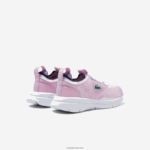 Lacoste לרוץ ספין סרוג טקסטיל צבע ניגודיות נעלי ספורט DZ4D0D2982 ורוד ולבן f50 תינוקות - Image 3