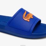 Lacoste מגלשות גומי קרוקו DZ4D0D1915 כחול כתום ba1 גברים - Image 3