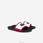 Lacoste מגלשות טריקולור מגומי קרוקו DZ4D0D1896 לבן/צי ואדום 407 גברים - Image 2