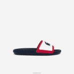 Lacoste מגלשות טריקולור מגומי קרוקו DZ4D0D1896 לבן/צי ואדום 407 גברים