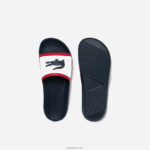 Lacoste מגלשות טריקולור מגומי קרוקו DZ4D0D1896 לבן/צי ואדום 407 גברים - Image 4