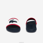 Lacoste מגלשות טריקולור מגומי קרוקו DZ4D0D1896 לבן/צי ואדום 407 גברים - Image 5