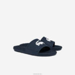 Lacoste מגלשות סינתטיות דוחות מים קרוקו DZ4D0D1820 נייבי ולבן 092 גברים - Image 2