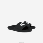 Lacoste מגלשות סינתטיות דוחות מים קרוקו DZ4D0D1821 שחור ולבן 312 גברים - Image 2