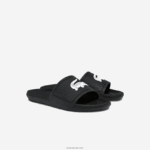 Lacoste מגלשות סינתטיות דוחות מים קרוקו DZ4D0D2701 שחור ולבן 312 נשים - Image 2