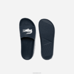 Lacoste מגלשות סינתטיות דוחות מים קרוקו DZ4D0D1820 נייבי ולבן 092 גברים - Image 4