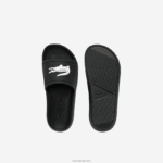 Lacoste מגלשות סינתטיות דוחות מים קרוקו DZ4D0D2701 שחור ולבן 312 נשים - Image 4