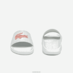 Lacoste מגלשות סינתטיות דוחות מים קרוקו DZ4D0D2702 לבן וורוד בהיר 1y9 נשים - Image 4