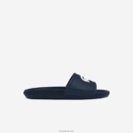 Lacoste מגלשות סינתטיות דוחות מים קרוקו DZ4D0D1820 נייבי ולבן 092 גברים