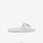 Lacoste מגלשות סינתטיות דוחות מים קרוקו DZ4D0D2702 לבן וורוד בהיר 1y9 נשים