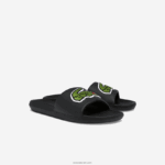 Lacoste מגלשות סינתטיות קרוקו DZ4D0D1808 שחור וירוק 1b4 גברים - Image 2