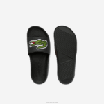 Lacoste מגלשות סינתטיות קרוקו DZ4D0D1808 שחור וירוק 1b4 גברים - Image 4