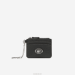 Lacoste מחזיק כרטיסי עור עם גרגירים עם וו נצמד DZ4D0D2810 שחור 000 נשים