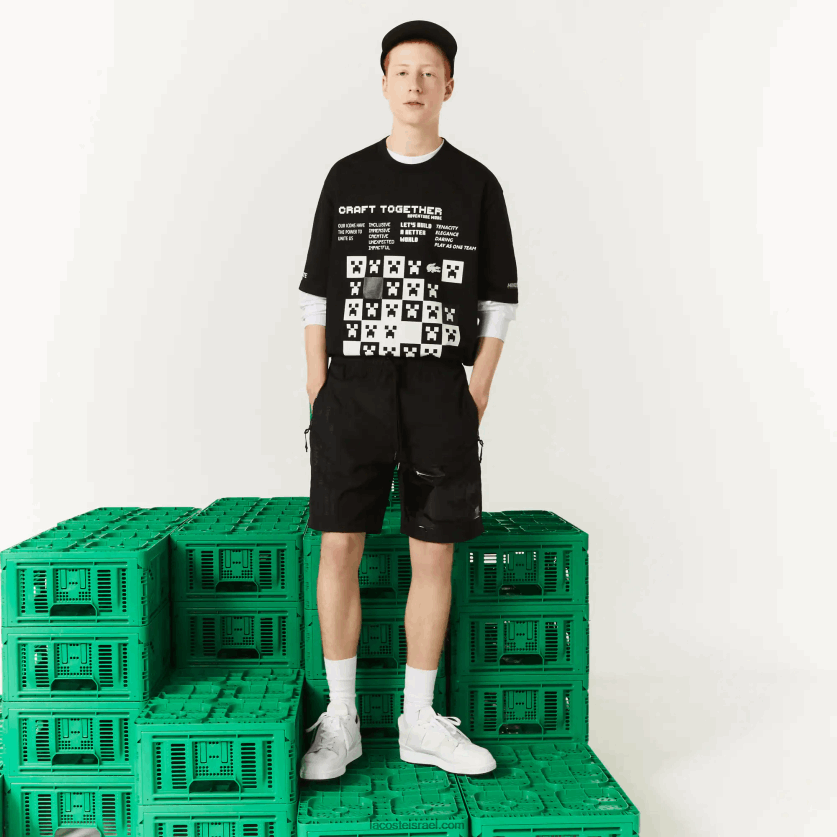 Lacoste מכנס ברמודה ניילון live x minecraft DZ4D0D1634 שחור 031 גברים - Image 2
