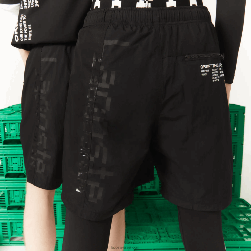 Lacoste מכנס ברמודה ניילון live x minecraft DZ4D0D1634 שחור 031 גברים - Image 4
