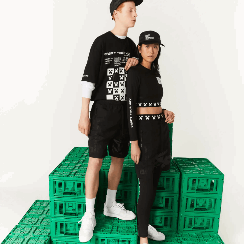 Lacoste מכנס ברמודה ניילון live x minecraft DZ4D0D1634 שחור 031 גברים - Image 1