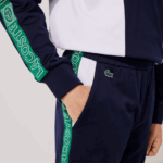 Lacoste מכנסי אימונית ממותגי ספורט DZ4D0D1121 כחול כהה לבן ירוק fx3 גברים - Image 2