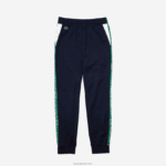 Lacoste מכנסי אימונית ממותגי ספורט DZ4D0D1121 כחול כהה לבן ירוק fx3 גברים - Image 4