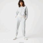 Lacoste מכנסי אימונית צמר בעיצוב מונוגרמה חי DZ4D0D2574 לבן כחול dpq נשים
