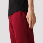 Lacoste מכנסי אימונית של אימונית בגזרת כותנה מחוסמת בגזרה דקיקה DZ4D0D1007 בורדו ypw גברים - Image 4