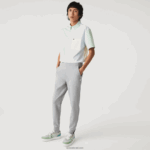 Lacoste מכנסי אימונית של אימונית בגזרת כותנה מחוסמת בגזרה דקיקה DZ4D0D1005 אפור chine 4jv גברים