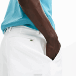 Lacoste מכנסי ברמודה מכותנה בכושר רגיל DZ4D0D1618 לבן 001 גברים - Image 6