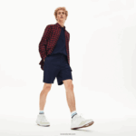 Lacoste מכנסי ברמודה מכותנה בכושר רגיל DZ4D0D1619 כחול כהה 166 גברים