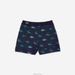 Lacoste מכנסי ברמודה עם הדפסה קלת משקל של גולף DZ4D0D2447 כחול כהה 166 נשים - Image 4
