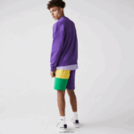 Lacoste מכנסי ברמודה קצרים בצבע בלוק צמר DZ4D0D1560 סגול צהוב ירוק 1cv גברים - Image 3