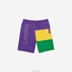 Lacoste מכנסי ברמודה קצרים בצבע בלוק צמר DZ4D0D1560 סגול צהוב ירוק 1cv גברים - Image 4