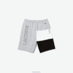 Lacoste מכנסי ברמודה קצרים בצבע בלוק צמר DZ4D0D1559 צ'ין אפור לבן שחור p0f גברים - Image 5
