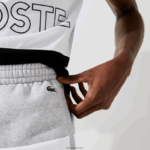 Lacoste מכנסי ברמודה קצרים בצבע בלוק צמר DZ4D0D1559 צ'ין אפור לבן שחור p0f גברים - Image 7