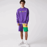 Lacoste מכנסי ברמודה קצרים בצבע בלוק צמר DZ4D0D1560 סגול צהוב ירוק 1cv גברים