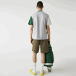 Lacoste מכנסי ברמודה קצרים מכותנה אורגנית מתיחה בכושר רגיל DZ4D0D437 ירוק חאקי 316 גברים - Image 3