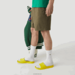 Lacoste מכנסי ברמודה קצרים מכותנה אורגנית מתיחה בכושר רגיל DZ4D0D437 ירוק חאקי 316 גברים - Image 4