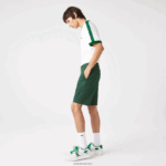 Lacoste מכנסי ברמודה קצרים מכותנה בגזרה דק בגזרה DZ4D0D434 ירוק 5hx גברים - Image 2