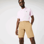 Lacoste מכנסי ברמודה קצרים מכותנה בגזרה דק בגזרה DZ4D0D1529 בז' 02s גברים