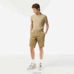 Lacoste מכנסי ברמודה קצרים מכותנה בגזרה דק בגזרה DZ4D0D431 בז' cb8 גברים