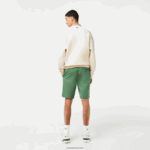 Lacoste מכנסי ברמודה קצרים מכותנה בגזרה דק בגזרה DZ4D0D433 ירוק חאקי kx5 גברים - Image 3