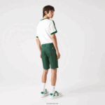 Lacoste מכנסי ברמודה קצרים מכותנה בגזרה דק בגזרה DZ4D0D434 ירוק 5hx גברים - Image 3