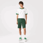 Lacoste מכנסי ברמודה קצרים מכותנה בגזרה דק בגזרה DZ4D0D434 ירוק 5hx גברים