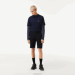 Lacoste מכנסי ברמודה קצרים מכותנה בגזרה דק בגזרה DZ4D0D454 כחול כהה hde גברים