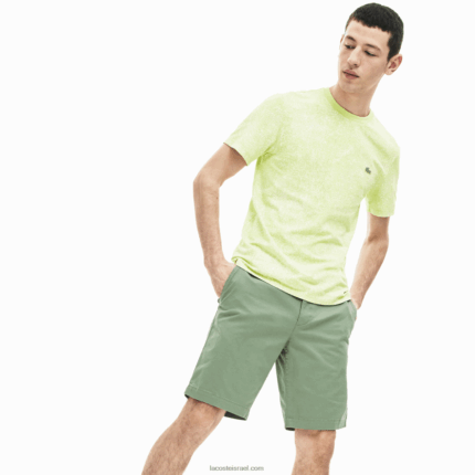 Lacoste מכנסי גבארדין קצרים בגזרה דק בגזרה DZ4D0D553 ירוק s86 גברים