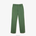 Lacoste מכנסי גברדין מתיחה DZ4D0D2457 ירוק חאקי kx5 נשים