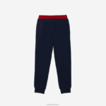Lacoste מכנסי ג'וגינג בצבע רצועת מותן DZ4D0D3266 כחול כהה 166 ילדים - Image 4