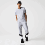 Lacoste מכנסי ג'וגינג בצבעי צמר צבעוניים עם פסים DZ4D0D1148 סיני אפור שחור לבן sj1 גברים - Image 2